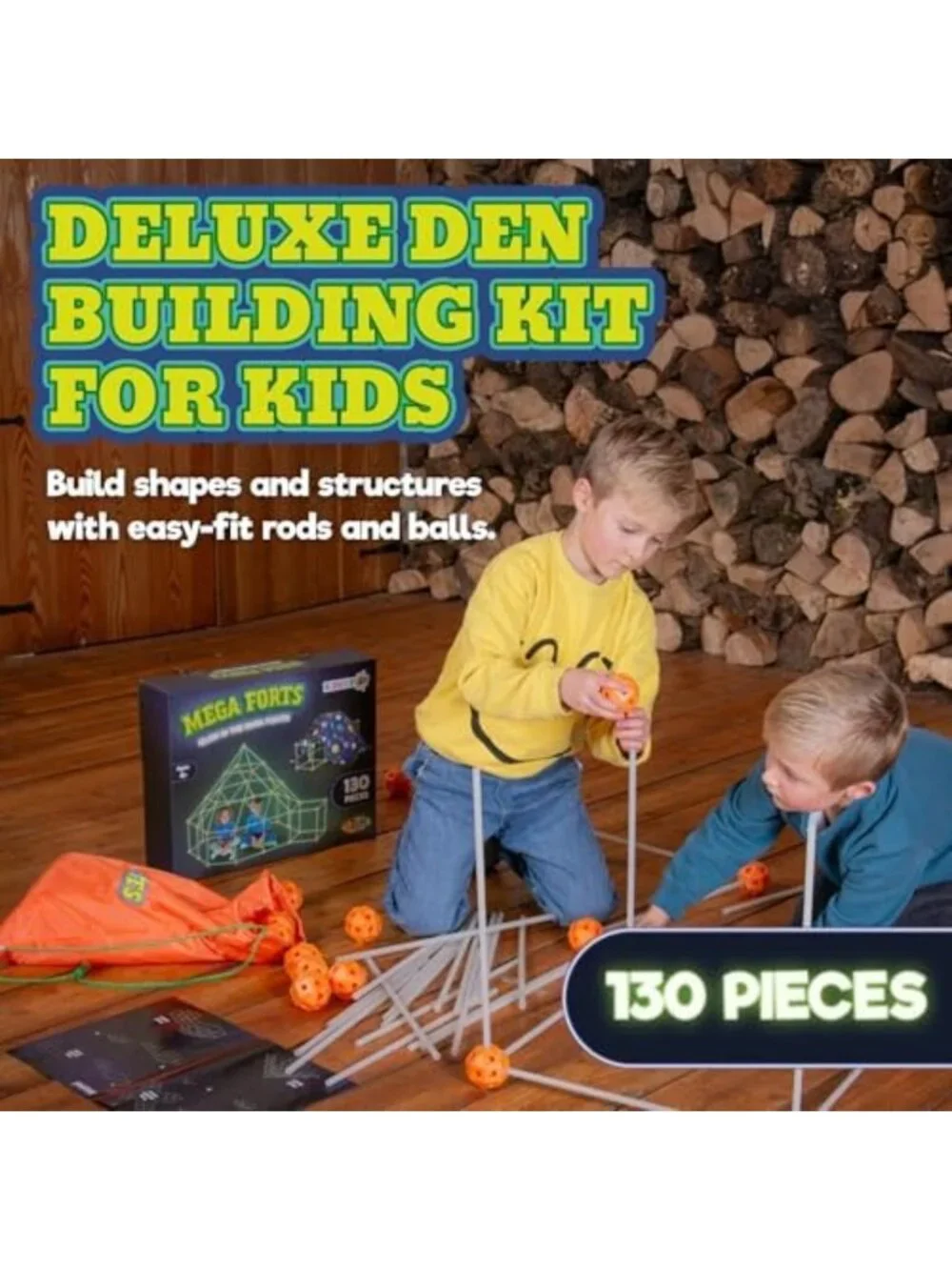 Ultimate 130-Piece Fort Building Kit for Kids - Creative Indoor Play Set